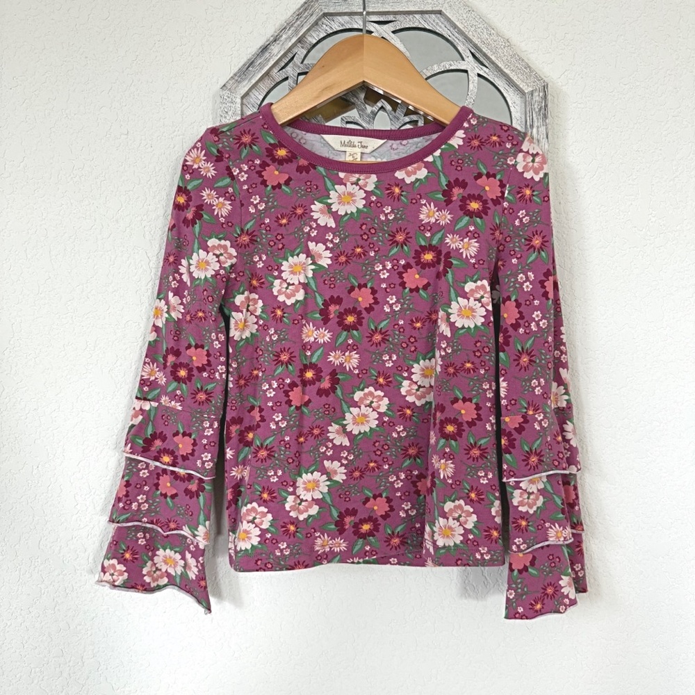 Matilda Jane • Pink Floral Ruffle Sleeve Top